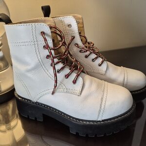 Urban Outfitters White Combat Boots